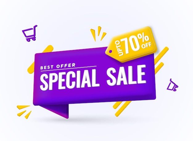 Special Sale 3D banner for promotion and discount marketing Beat offer Discount Up to 70