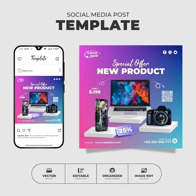 Special Sale New Product Electronic With Modern Gradient Background Social Media Post Template