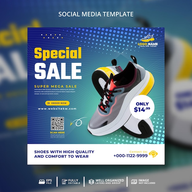 Special Sale Sneakers Social Media Instagram Banner Template For Promotion