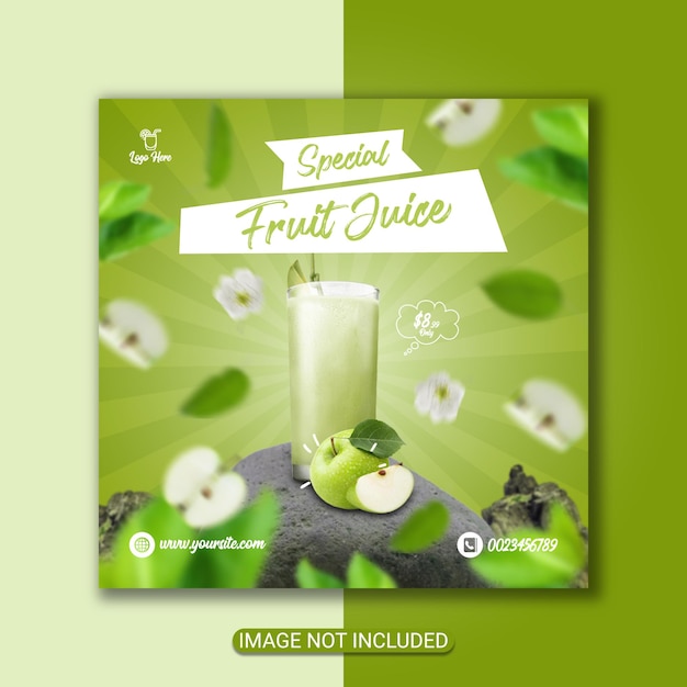 special summer juice flyer or apple fruit juice flyer design premium vector