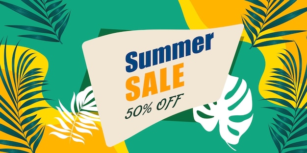 Special summer sale banner template with beach elements and holiday summer 3d podium display