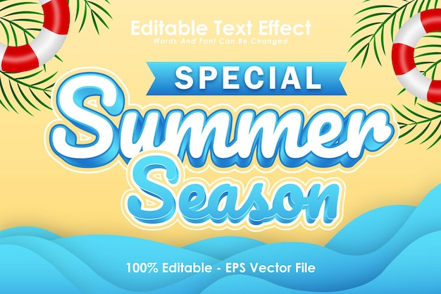 Special Summer Season Editable Text Effect 3 Dimension Emboss Cartoon Style