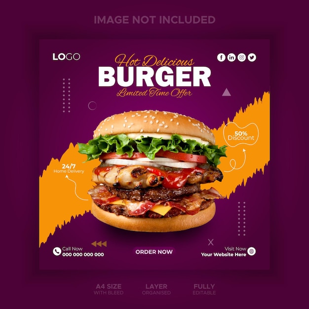 Vector special super delicious burger menu promo and today delicious burger menu