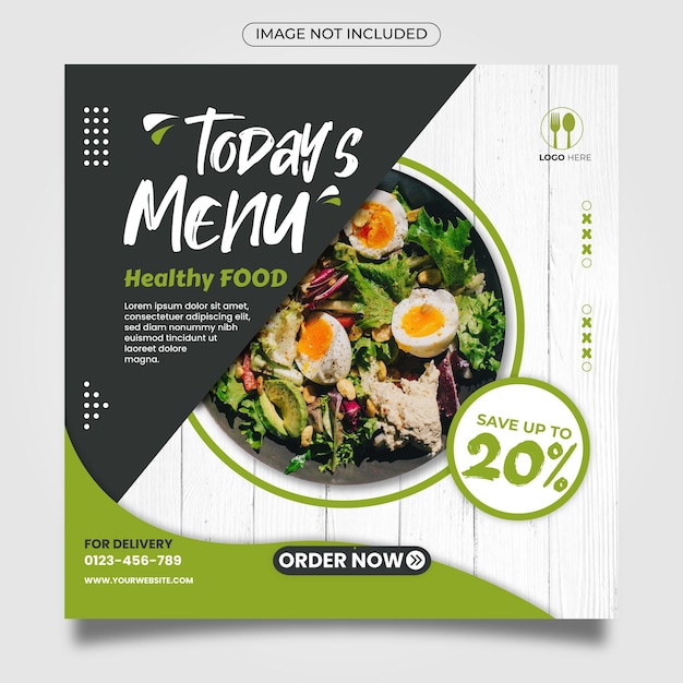 Special today menu healthy green food vector social media post used for template banner flyer ads