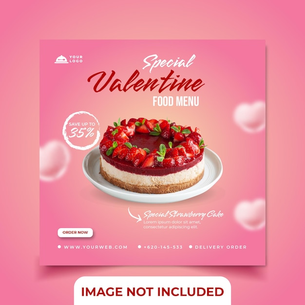 Special valentine social media post square banner template restaurant or food delicious