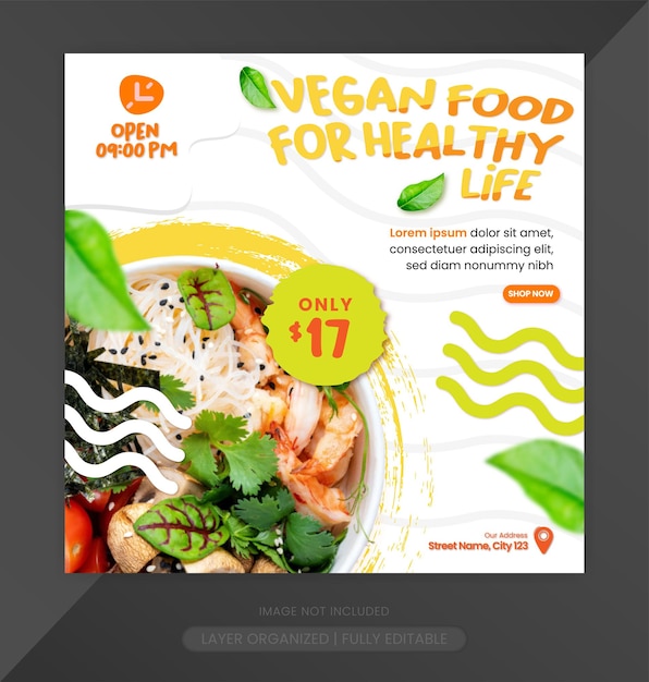 Special Vegan Organic Food Social Media Post Template