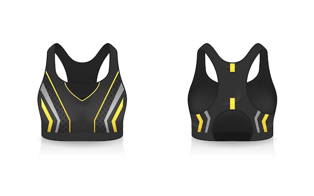 Specification Sport Bra Outfits , Standard Uniform Base Color White and Black template mock up