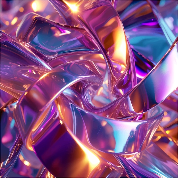 Vector spectrum glossy psychedelic wavy fluid render rainbow violet neon fantasy futuristic trendy 3d flow