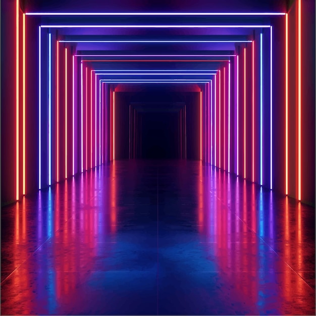 Vector spectrum stage tunnel illumination render cyber lines neon perspective glowing show futuristi