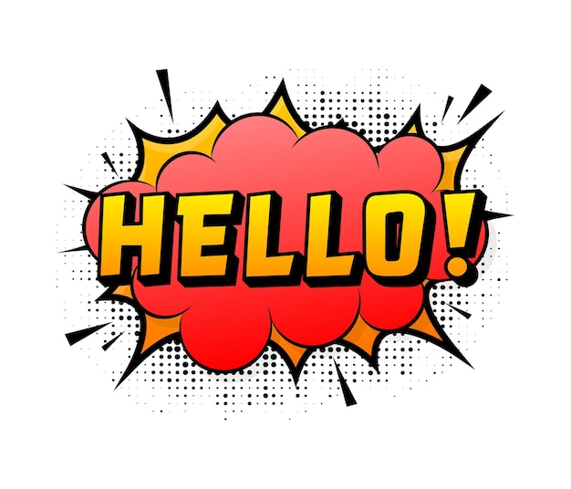 Speech bubble for comic text Hello Cartoon comic sign Effects explosion