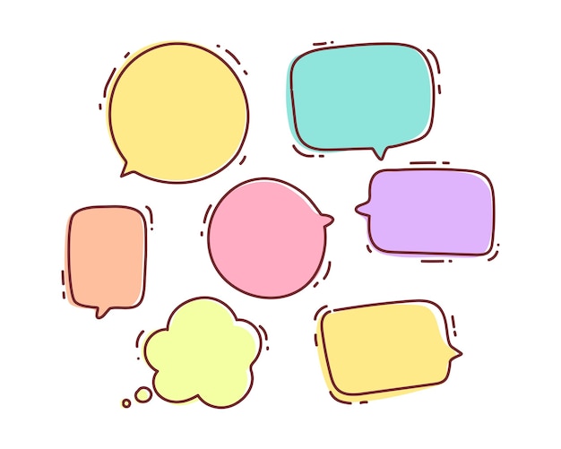 Speech bubble doodle chat message dialog talk shape or symbol hand drawn cartoon art illustration