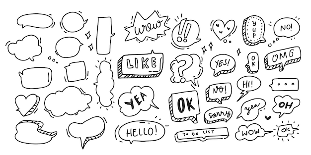 Speech bubble hand drawn big collection