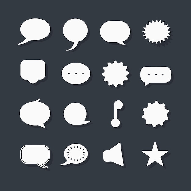 Speech bubble icon flat vector illustration set of dialog boxes