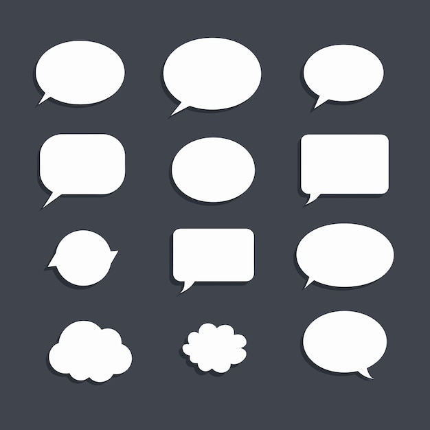 Speech bubble icon flat vector illustration set of dialog boxes