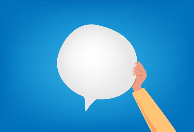 Speech bubble icon in hand illustration for your text