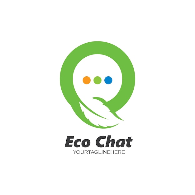 Speech bubble leaf concept logo icon vector template