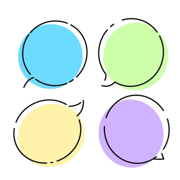 Speech bubble line cute bubble talk with empty comment