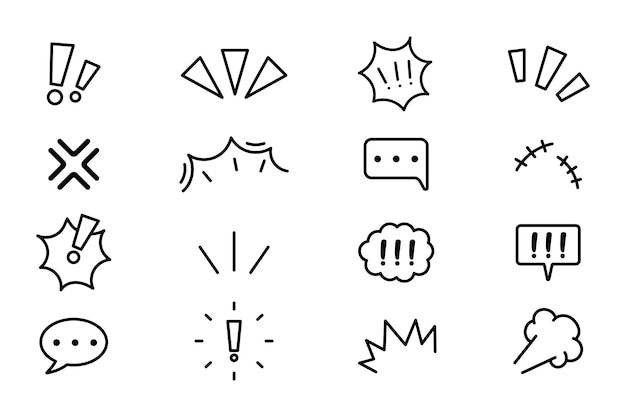 Speech bubble line icon set Outline icons for web design