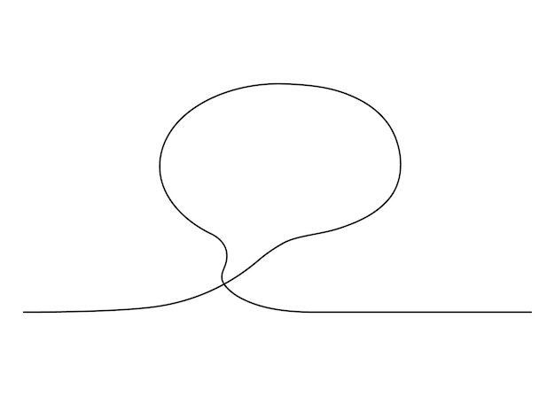 Speech bubble outline continuous one line linear frame box for text Balloon for talk Single line