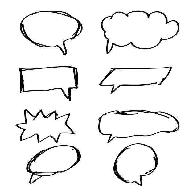 Speech bubble signs Set of hand drawn markers pointers and frames