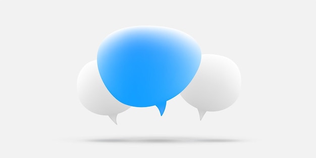 Speech bubble white and blue icon illustration