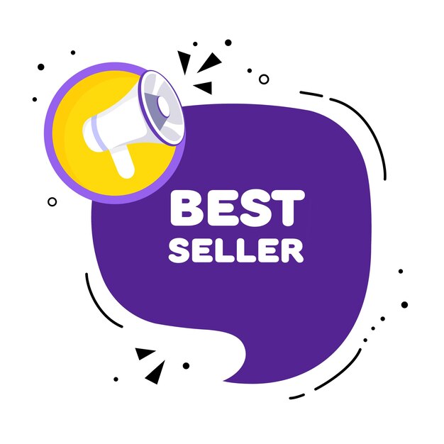 Speech bubble with Best seller text Speech bubble with loudspeaker Pop art style Vector line icon for Business and Advertising