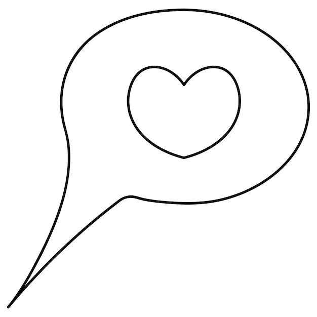 Speech bubble with heart in doodle style. omantic thoughts of love in a cloud. Lovers symbol