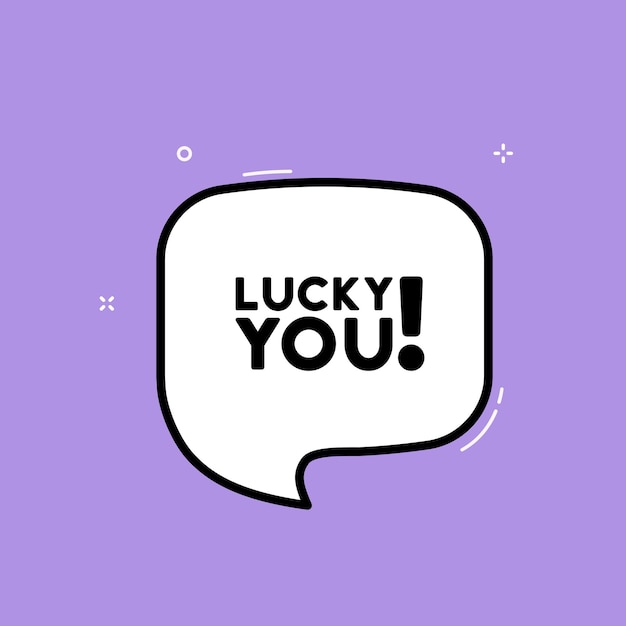 Speech bubble with lucky you text Boom retro comic style Pop art style Vector line icon for Business and Advertising