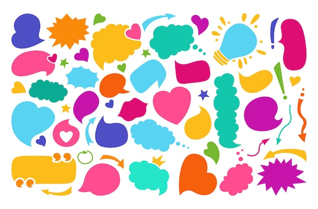 Speech bubbles color empty flat cartoon set.