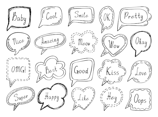 Speech bubbles emotion words Highlight round covers social media stories Vector elements leave copy space for blog labels postcards Minimal background