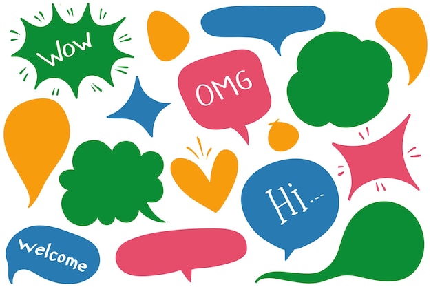 Speech Bubbles Hand Drawn Coloring Vector