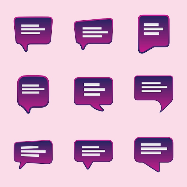 Vector speech bubbles icons set chat speech notification isolated vector illustration for chat in flat style