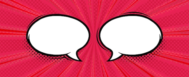 Speech bubbles in red halftone background Circle speech bubbles for message Vector illustration