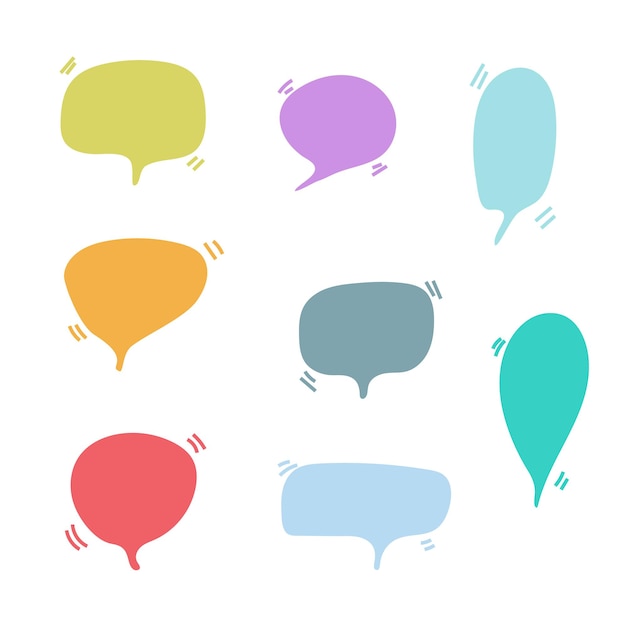 speech bubbles set blank color dialog box with different shape isolated on white background