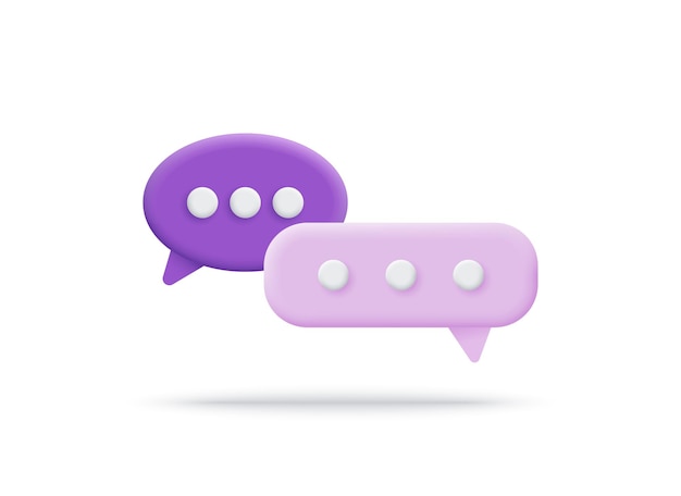 Speech, communication, dialogue bubbles - realistic icon set. 3d vector illustration.