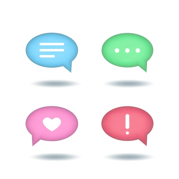 Speech communication oval 3d realistic bubbles