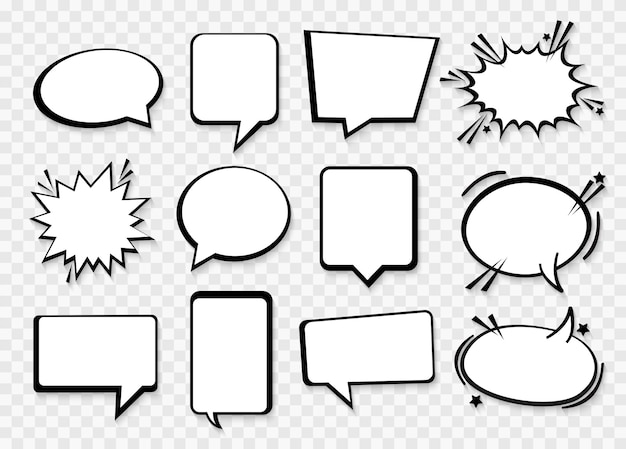 Speech or thought bubbles Retro empty comic speech bubbles set Vector icon