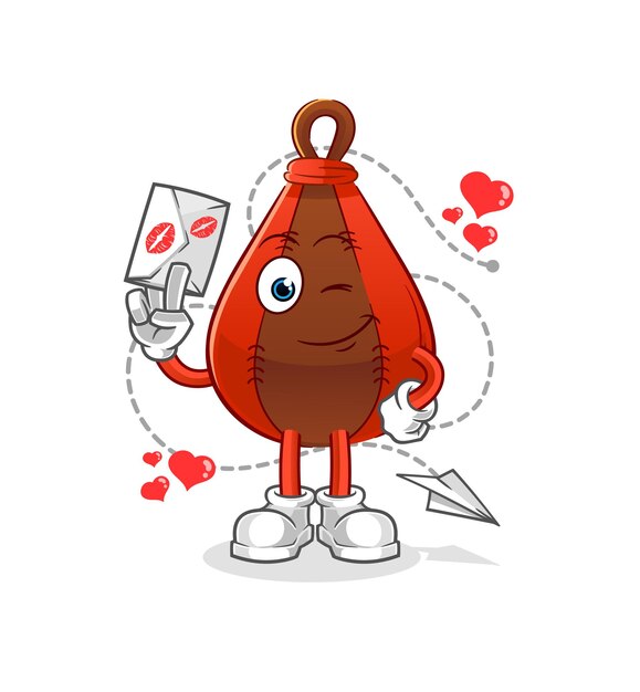 Vector speed bag hold love letter illustration. character vector