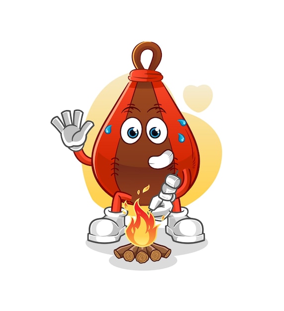 Speed bag roasting marshmallows. cartoon mascot vector