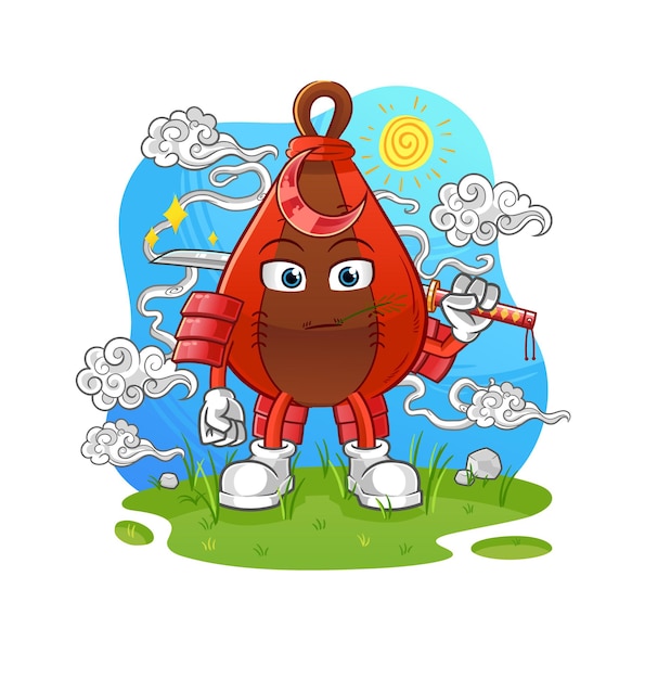 Speed bag samurai cartoon. cartoon mascot vector