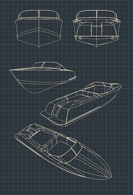 Vector speed boat blueprints