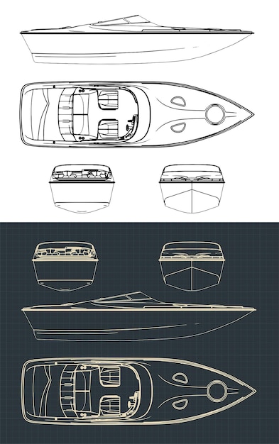 Speed boat drawings