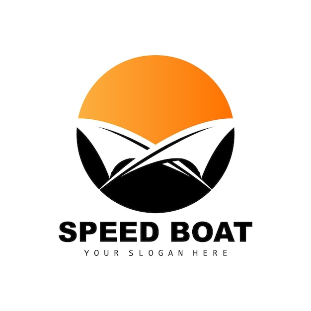 Speed Boat Logo Fast Cargo Ship Vector Sailboat Design For Ship Manufacturing Company Waterway Shipping Marine Vehicles Transportation