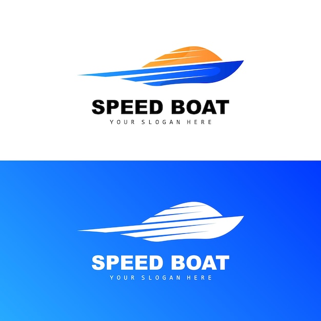 Speed Boat Logo Fast Cargo Ship Vector Sailboat Design For Ship Manufacturing Company Waterway Shipping Marine Vehicles Transportation