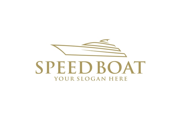 Speed boat yacht logo design icon illustration vehicle transportation beach sea