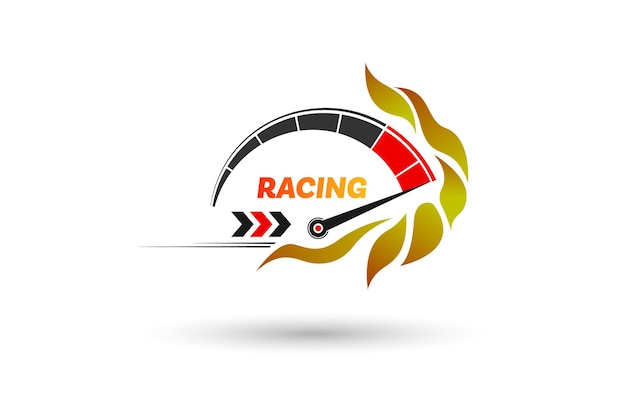 Speed of flaming speedometer for racing event vector eps10