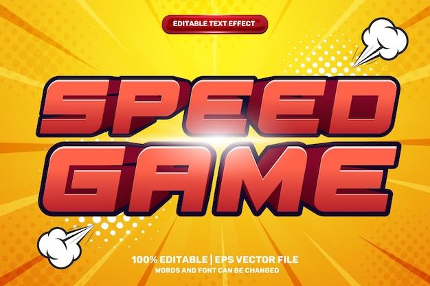 Speed game cartoon Comic Style Bold 3D Editable text Effect Style