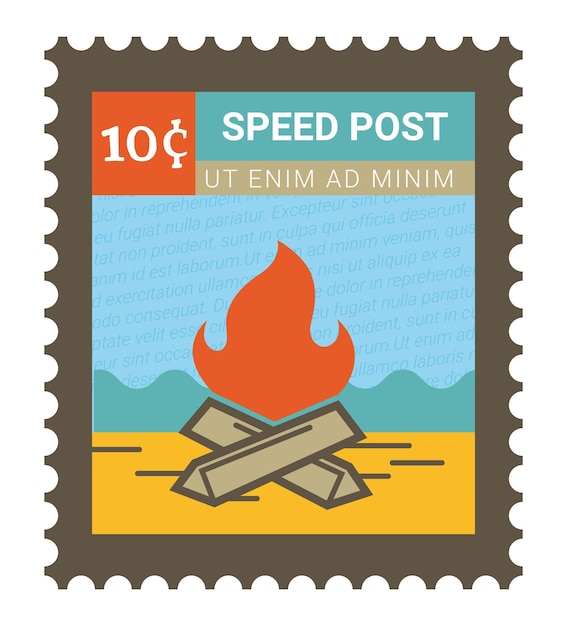 Speed post camping theme on postal mark or card