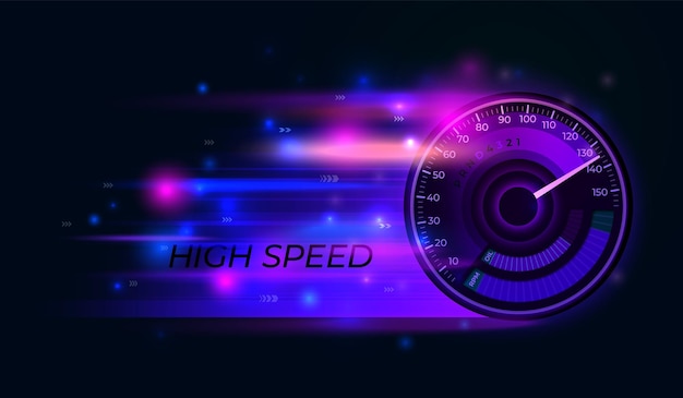 Speedometer background Speed techno timer action car speeding Abstract accelerating blue and pink lines racing indicator recent vector banner