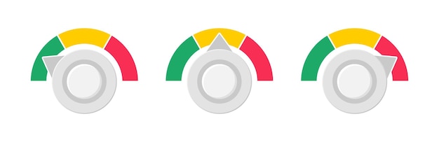 Speedometer colorful icons Colored scale speed Gauge meter icons